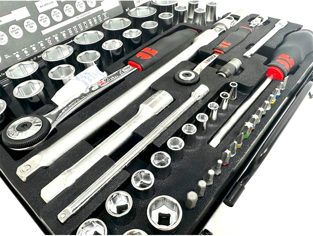 Würth Zebra Steckschlüssel 1/4 + 1/2 Zoll Sortiment 6-kant 56 Teile in Metallkassette Single, Single