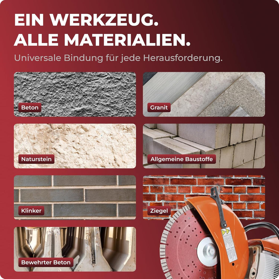 PRODIAMANT Turbo Diamant-Trennscheibe 230mm x 22,23 mm Segmenthöhe 12mm für Beton Naturstein Ziegel