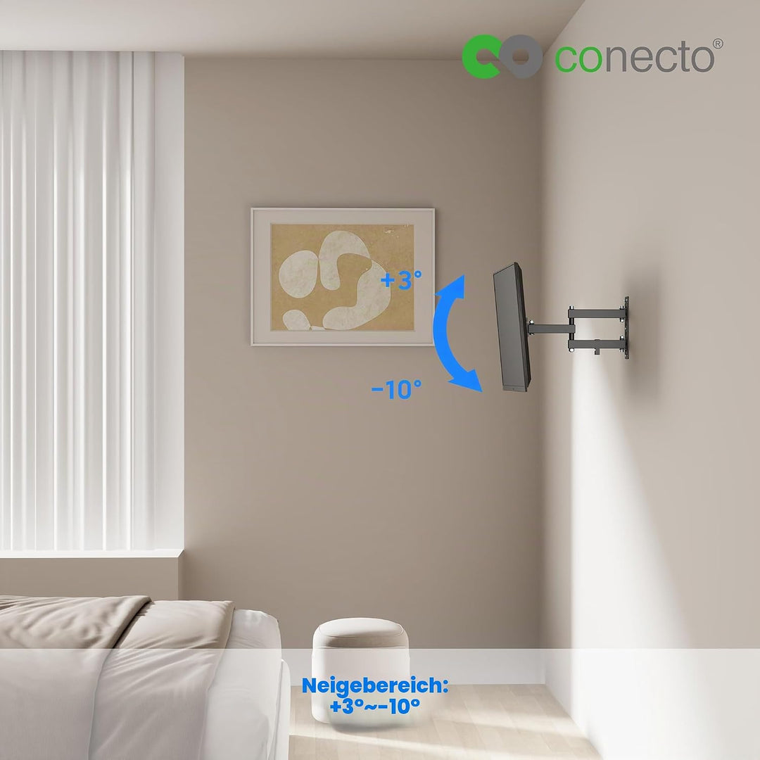 conecto TV Wandhalterung mit Gelenkarm, flexibel neig- und schwenkbare Universalhalterung, max. VESA