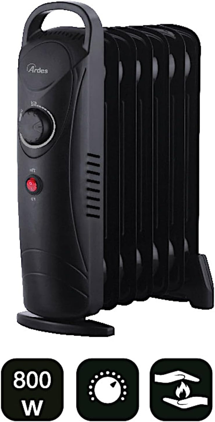 ARDES - AR4R07M2 OILO MINI2 800 W Mini-Elektro-Ölheizkörper, kompakter elektrischer Heizkörper mit g