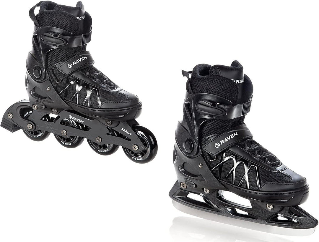 RAVEN Expert 2in1 Schlittschuhe Hockey Inline Skates Inliner für Kinder und Erwachsene verstellbar,
