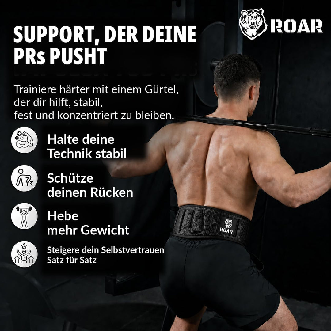 Roar® Gewichthebergürtel Herren und Damen, Lifting Belt for Gym, Powerlifting Gürtel Gewichtheben, W