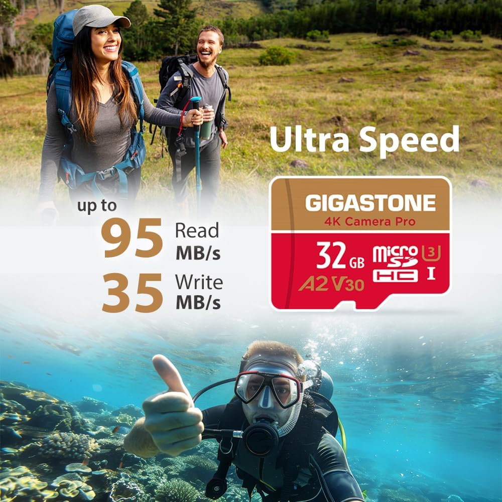 GIGASTONE Speicherkarte 32GB 5 Stück 4K Kamera Pro kompatibel mit GoPro Drohne Switch 95 MB/s, 4K UH