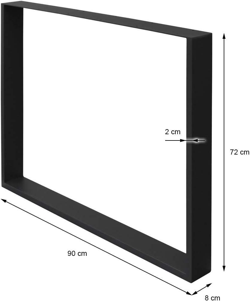 2X Tischbeine aus Vierkantprofilen, 90 x 72 cm, Schwarz, pulverbeschichtete Stahl, Industriedesign,