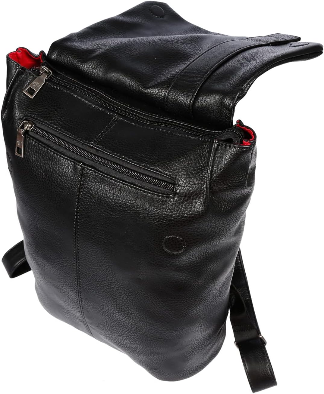 Christian Wippermann grosser Damen Rucksack Tasche in Leder Optik mit Laptopfach schwarz, Schwarz