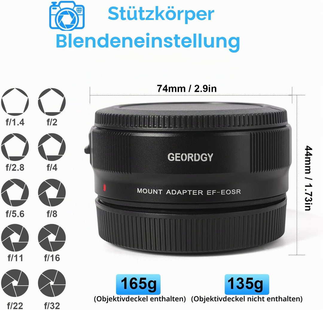 Objektivadapter, AF Adapter für Canon EF/EF-S Serie Objektive an Canon EOS-R Kameras inkl. EOS RP R3