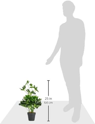 Leaf Künstlicher Schefflera Arboricola Regenschirm, 55 cm, schwarzer Kunststoff-Topf, dunkelgrüne Pf