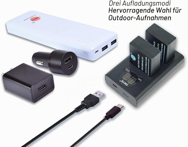 DSTE® 2 Pack DMW-BLC12 DMW-BLC12e Battery + Dual USB Quick Charger Kit for Panasonic Lumix DMC-G7 DM