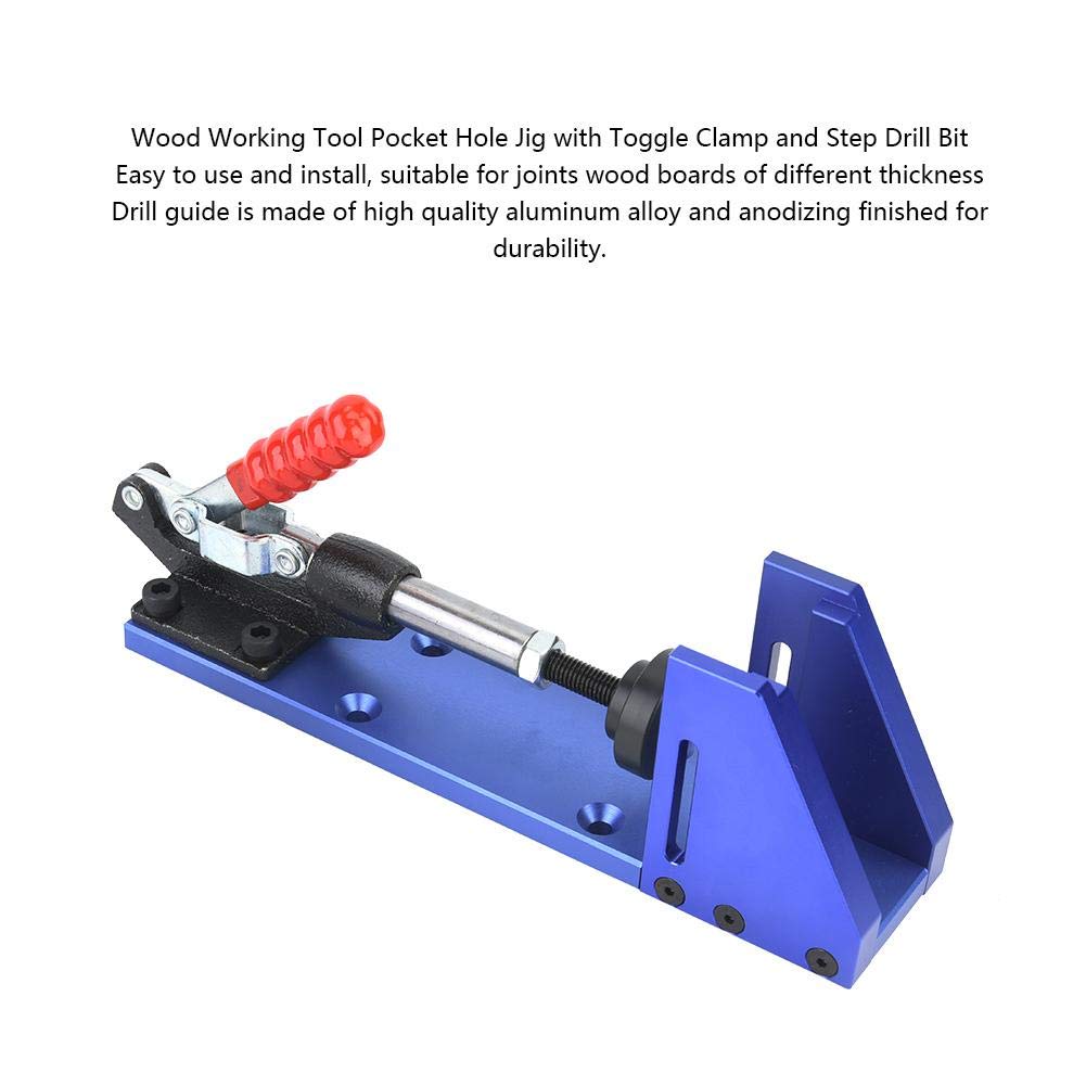 Pocket Hole Screw Jig Kit, Holzbearbeitungswerkzeug Klemmen Pocket Hole Jig mit Kippklemme und Stufe