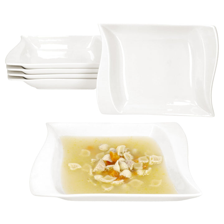 MamboCat Ivory 6er Set Suppenteller I 300ml I elfenbeinweisse Tiefe Porzellan-Teller für 6 Personen