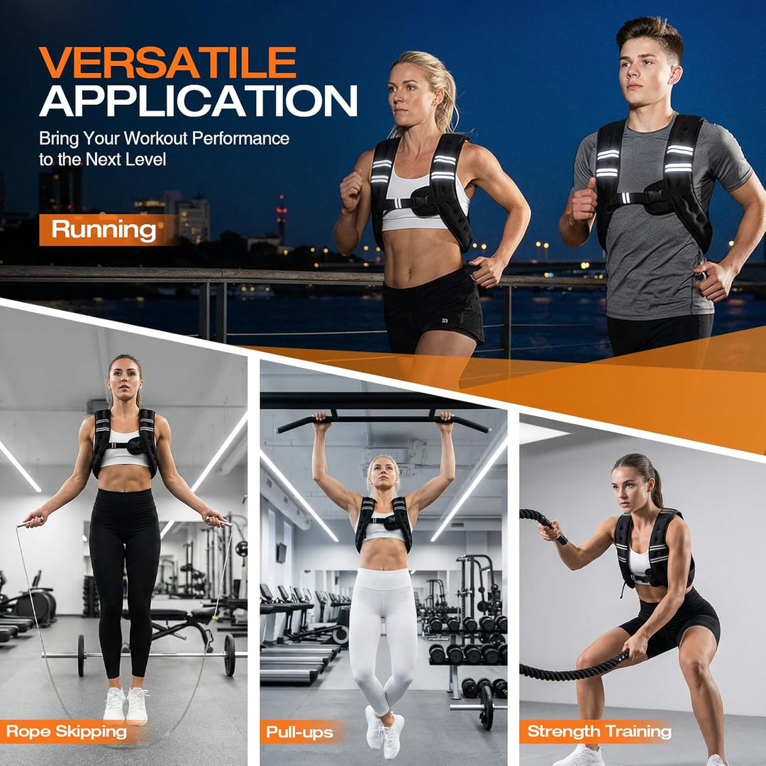 Gewichtsweste für Damen und Herren, 5kg Weighted Vest mit reflektierendem Streifen, verstellbare Sch