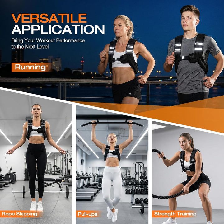 Gewichtsweste für Damen und Herren, 5kg Weighted Vest mit reflektierendem Streifen, verstellbare Sch