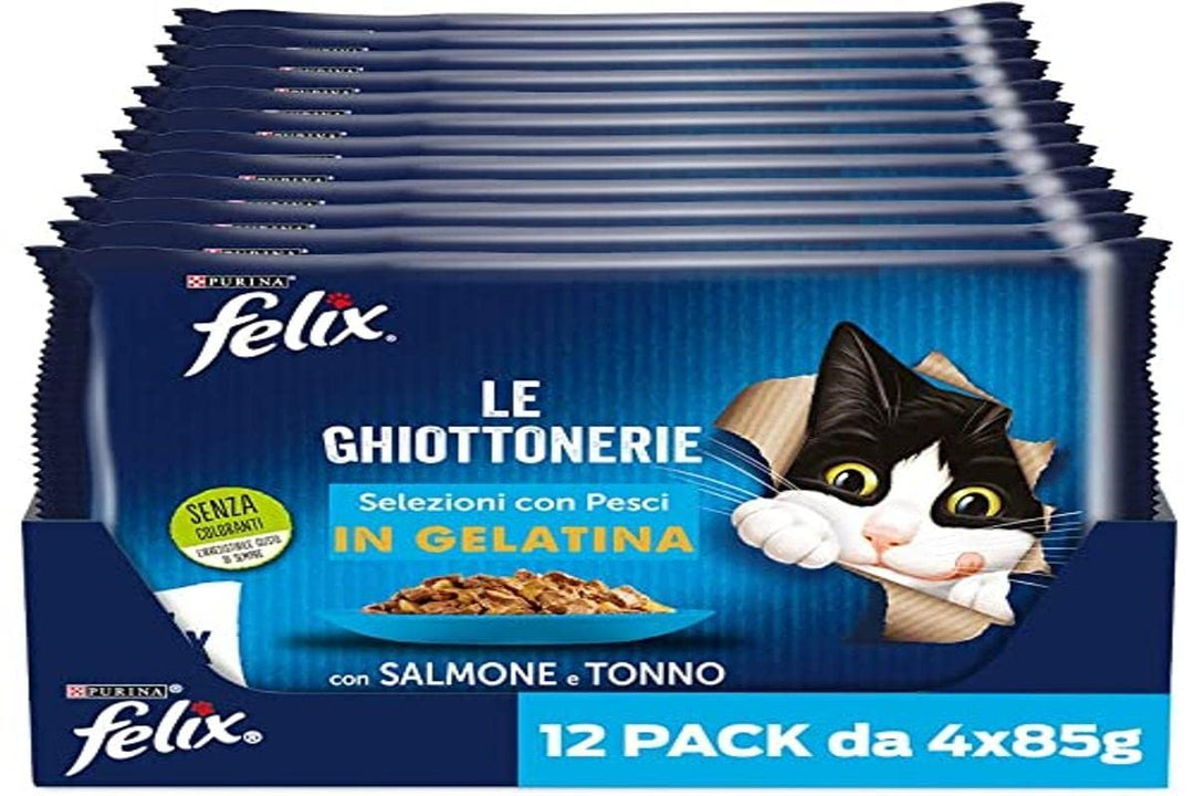 Purina Felix Le Ghiottonerie Katzenfutter mit Lachs und Thunfisch, 48 Beutel à 85 g Lachs und Thunfi