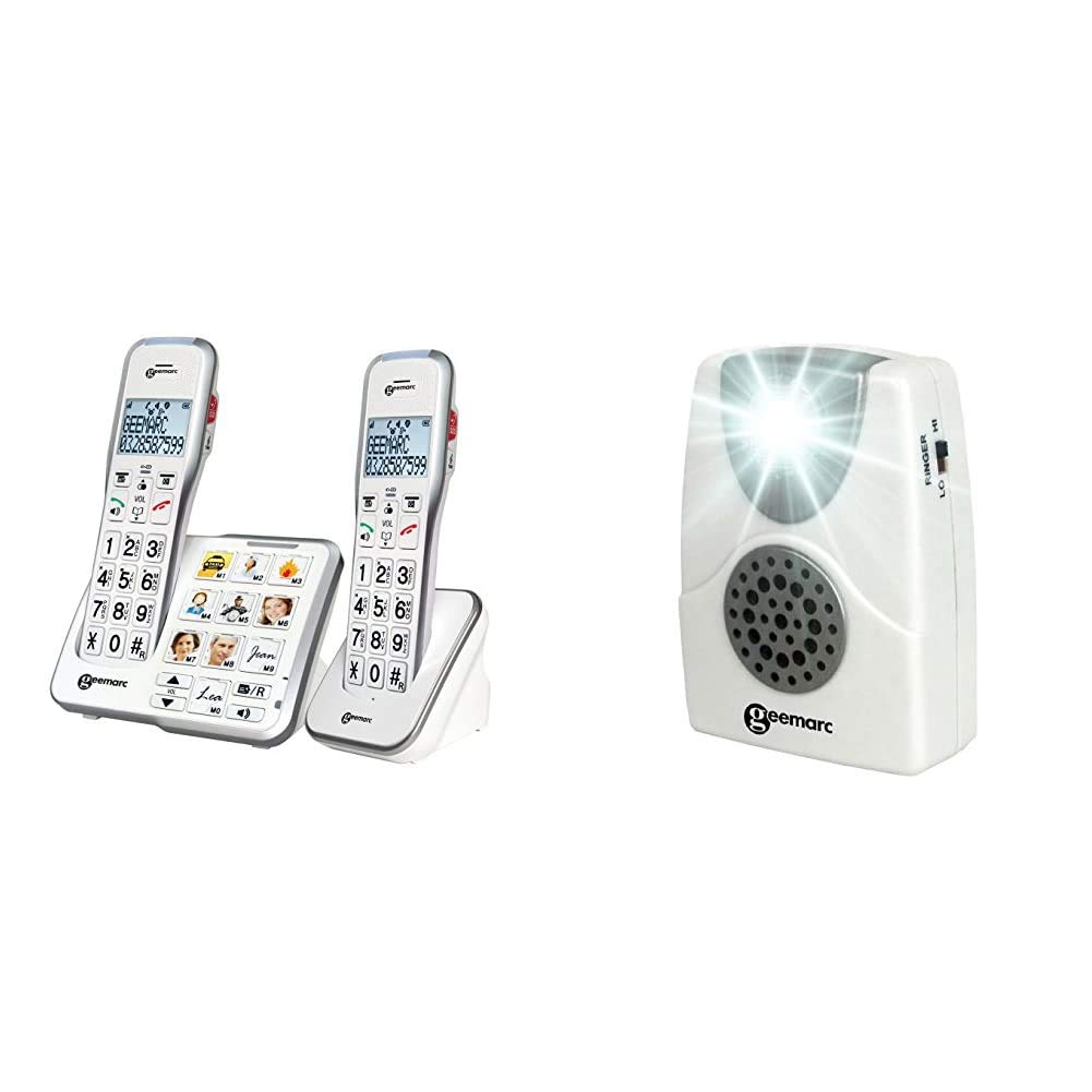 Geemarc AmpliDECT 595 Duo : 2 schnurlose verstärkte 50 dB Schwerhörigentelefone & Geemarc CL11Geemar