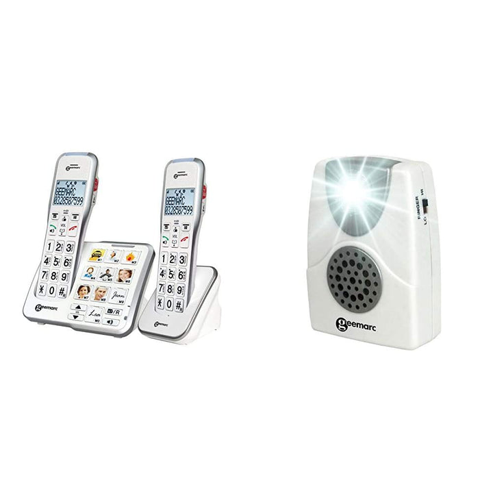 Geemarc AmpliDECT 595 Duo : 2 schnurlose verstärkte 50 dB Schwerhörigentelefone & Geemarc CL11Geemar