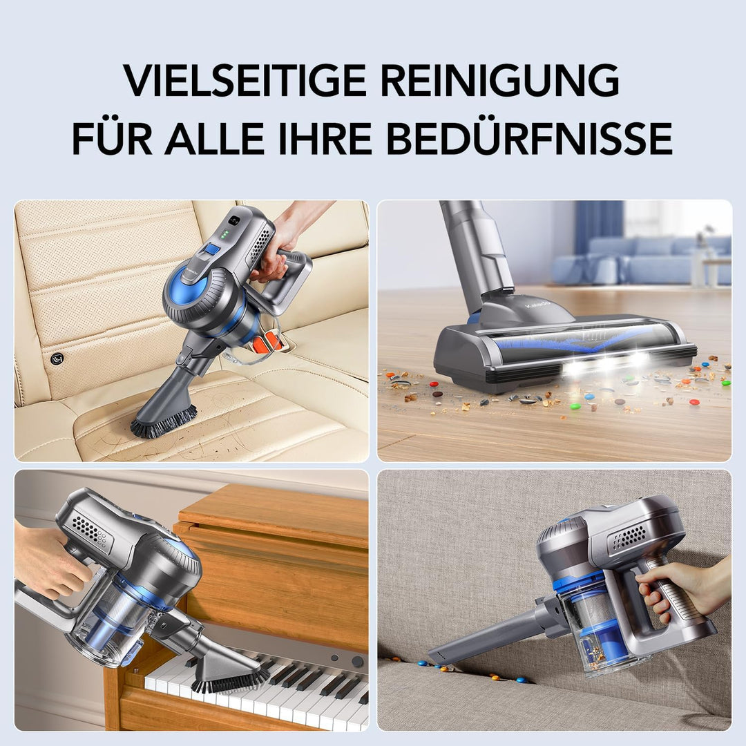 Kalado KCV500 Akku Staubsauger, 23kPa Saugleistung Ultraleichter Staubsauger Kabellos, 6-in-1 Handst
