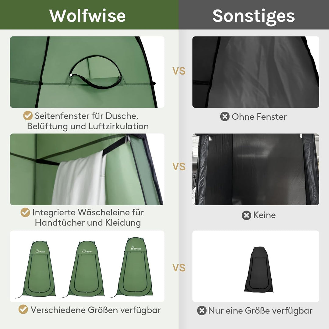 Wolfwise Pop up Toilettenzelt Umkleidezelt, Camping Duschzelt Outdoor Mobile Toilette Umkleidekabine