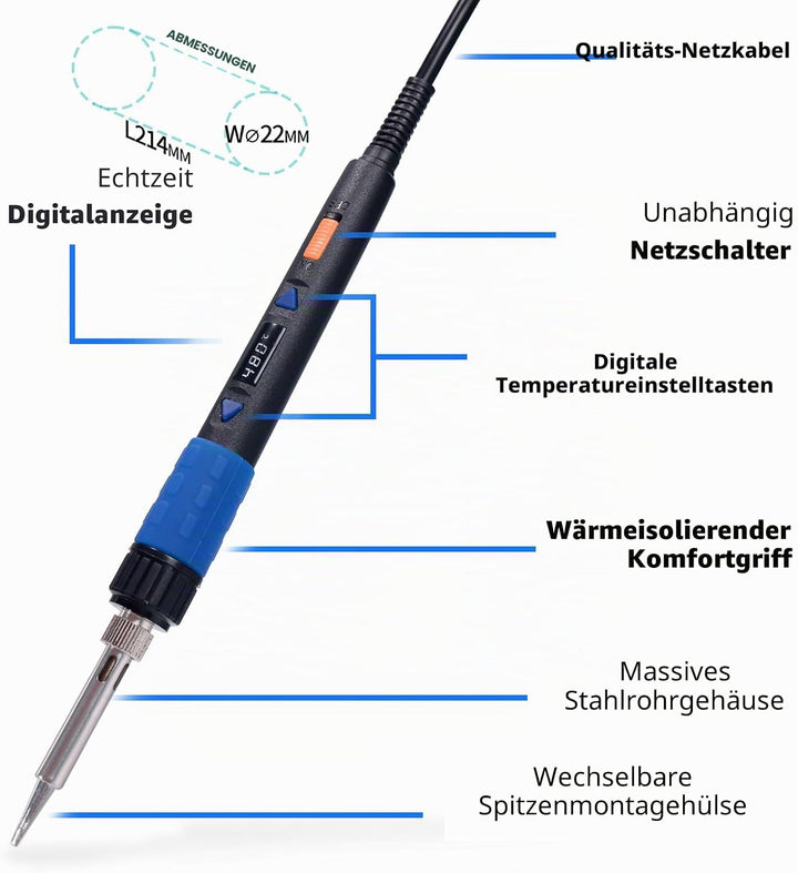 YIHUA 928D-III Tragbares digitales Lötkolben-Set mit Temperaturstabilisierungsfunktion und LED-Displ