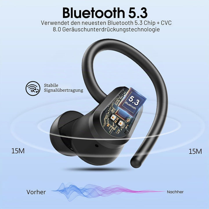 Bluetooth Kopfhörer Sport, 2026 Kopfhörer Kabellos Bluetooth 5.3, 50 Std HiFi Stereo In Ear Ohrhörer