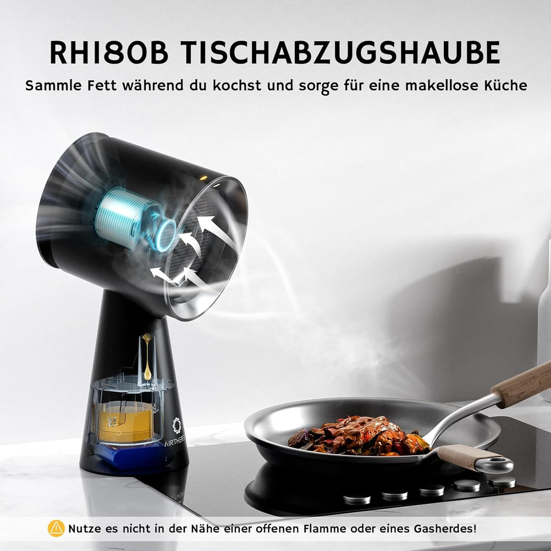 Airthereal Wiederaufladbare tragbare Dunstabzugshaube, Tisch-Dunstabzug mit Akku, 3 Lüftergeschwindi