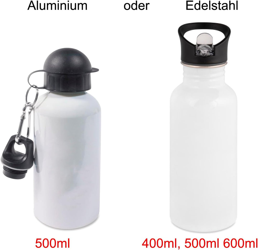 Trinkflasche personalisiert mit Name, Tennis | 400ml, 500ml oder 600ml, Schriftwahl für Name, Edelst