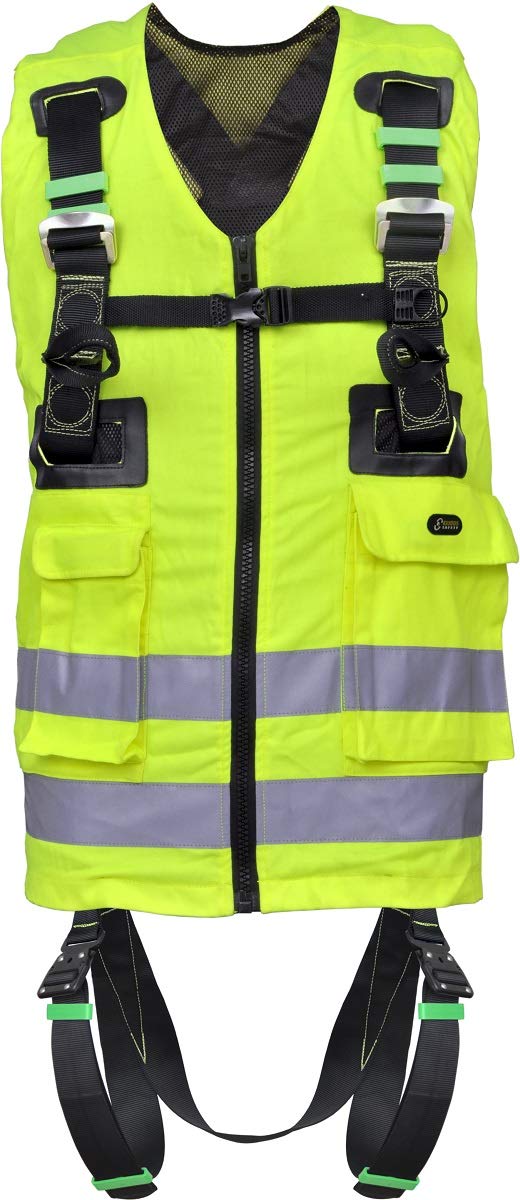 Kratos Safety Auffanggurt mit hoch sichtbarer gelber Arbeitsweste, PSA, EN361, EN471