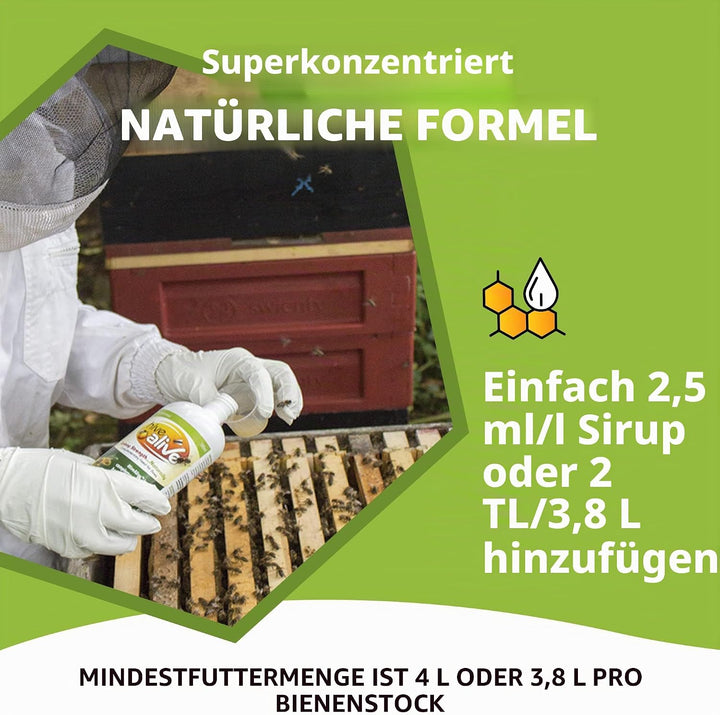 HIVE ALIVE Bienenfutter Zusatz - Natürliches Bienenfutter Flüssig - Bio Imker Zubehör - Herbst-Frühj