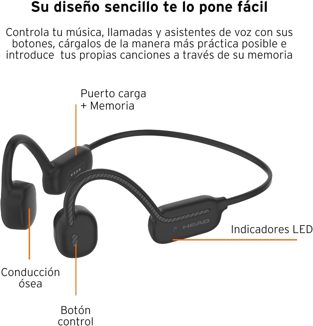 HEAD Bone Kabellose Sport-Kopfhörer, Lauf-Kopfhörer mit 11 Stunden Wiedergabe, Lauf-Kopfhörer mit Kn