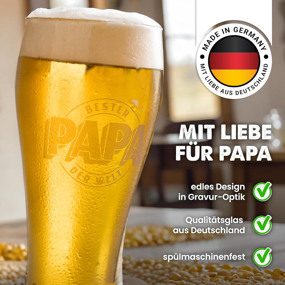 getbrave Weizenglas | Bester Papa der Welt (0,5l) in Geschenkbox | Das Geschenk zum Vatertag | Weihn