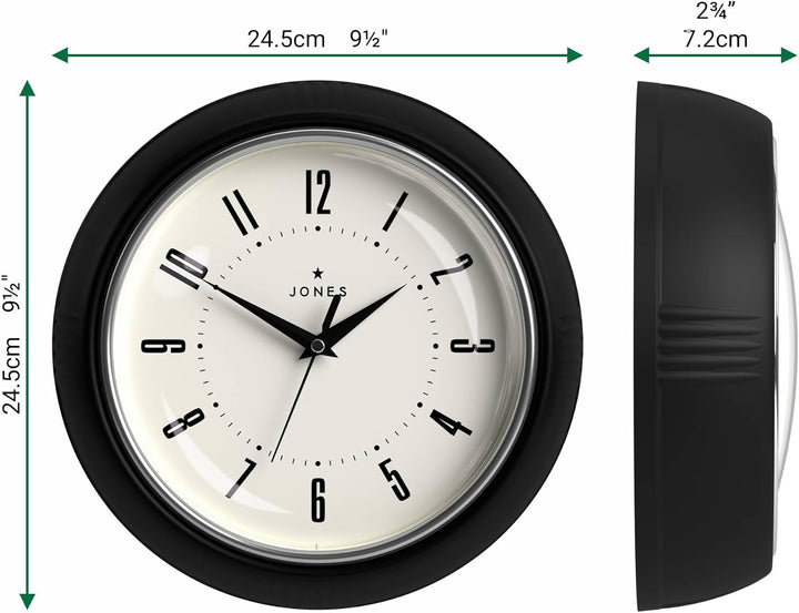 JONES CLOCKS® Ketchup-Wanduhr, Retro-Design, perfekt für die Küche, Heimbüro, Schlafzimmer 25cm (Sch