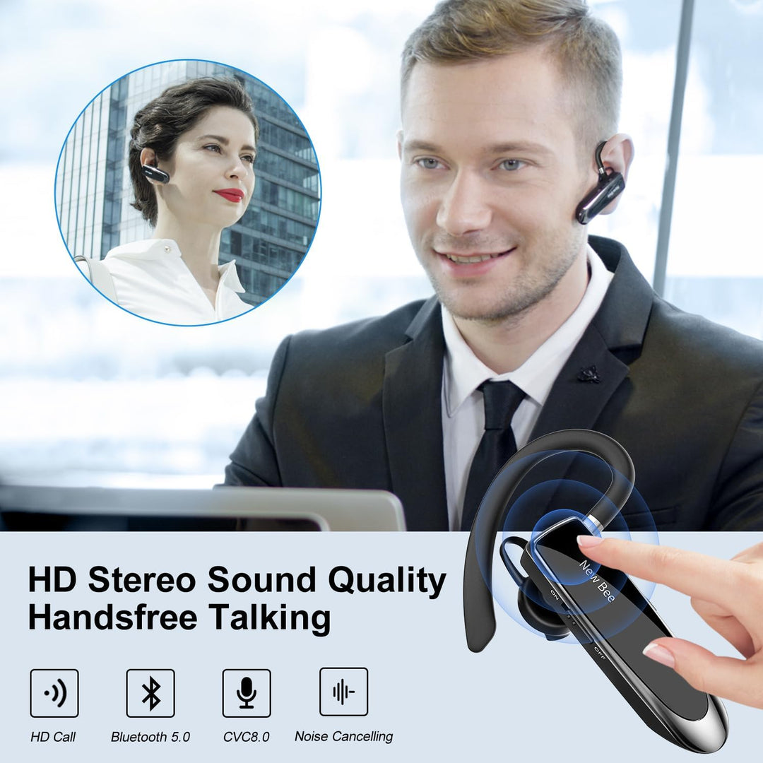 New Bee Bluetooth Headset Wireless Freisprech Telefon Bluetooth-Headset mit Mikrofon für iPhone Sams