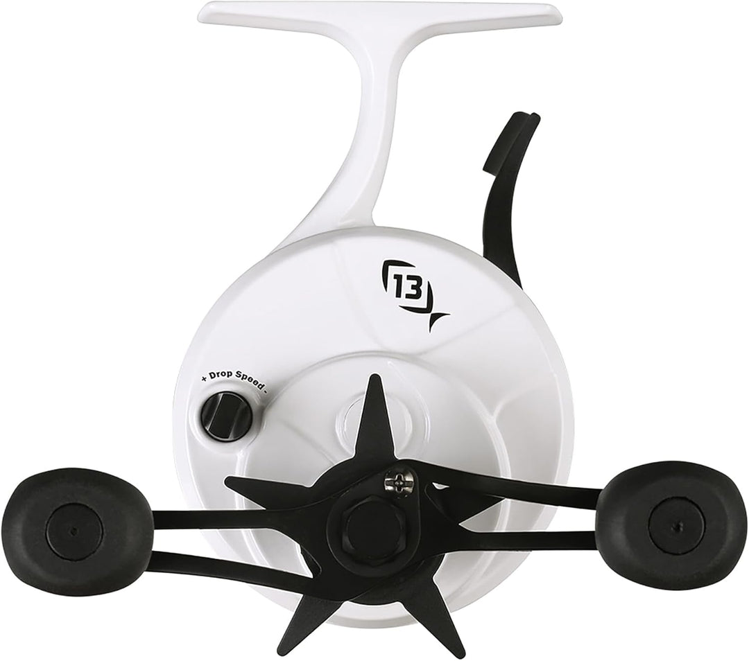 13 FISHING - Freefall Ghost Patriot Edition – Inline-EIS-Angelrolle Weiss Rechtshänder-Rückholung, W