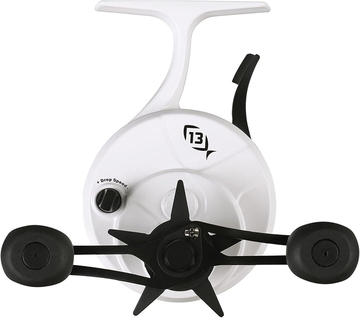 13 FISHING - Freefall Ghost Patriot Edition – Inline-EIS-Angelrolle Weiss Rechtshänder-Rückholung, W