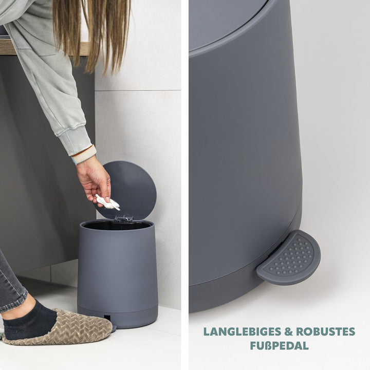eluno Kosmetikeimer TESERO mit Soft-Touch Oberfläche, Treteimer 4 Liter Fassungsvermögen, mit Soft-C