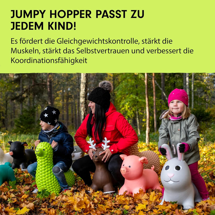 GERARDO'S Toys Jumpy Hüpftier Hase Grau ca. 58 cm - Hüpftiere ab 1 Jahr - Aufblasbare Tiere für drin