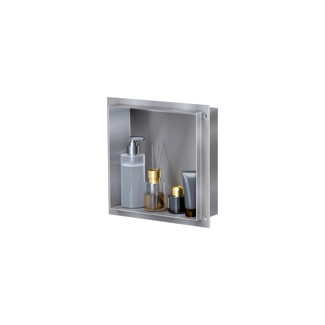 VILSTEIN Wandnische Dusche 30x30 cm [ROSTFREI] - Randlose Duschnische - Wandnische Silber - Einbaure