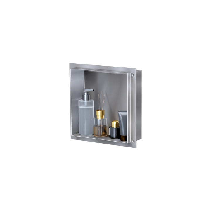 VILSTEIN Wandnische Dusche 30x30 cm [ROSTFREI] - Randlose Duschnische - Wandnische Silber - Einbaure
