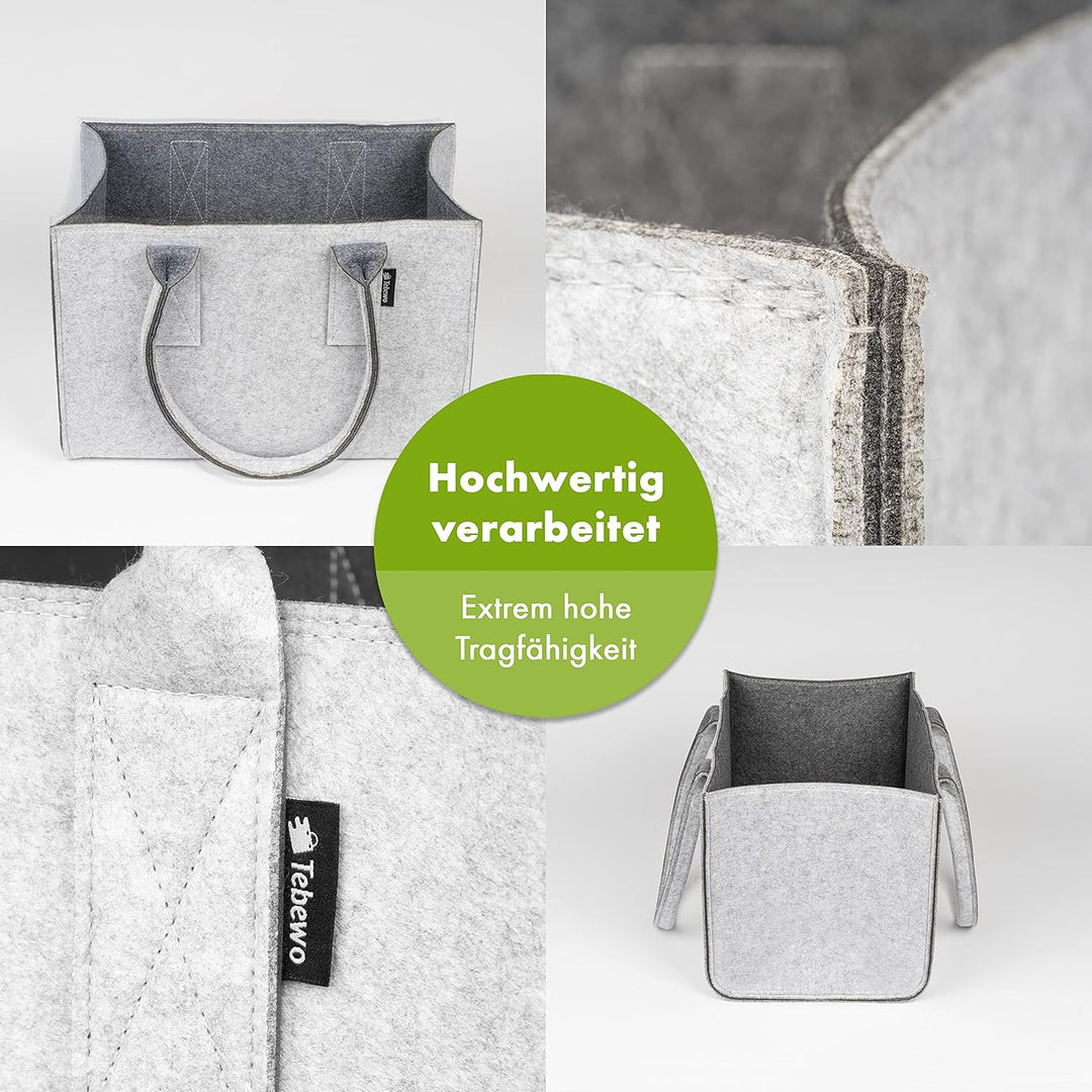 Shopper Filztasche Premium, grosse Einkaufs-Tasche mit Henkel, Einkaufskorb, faltbare Kaminholztasch