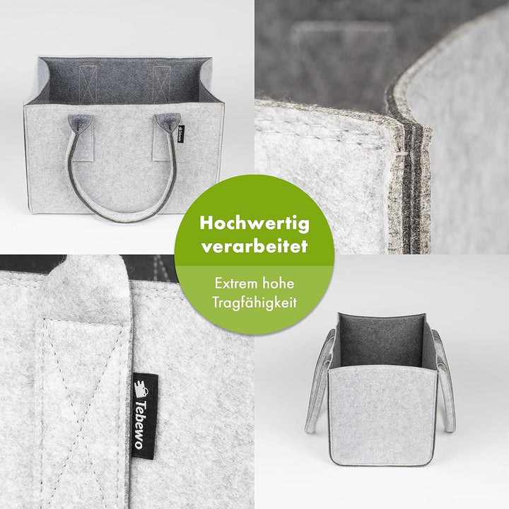 Shopper Filztasche Premium, grosse Einkaufs-Tasche mit Henkel, Einkaufskorb, faltbare Kaminholztasch