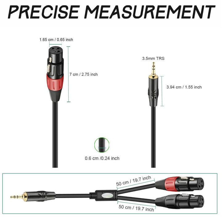 xlr klinke auf 3,5mm mikrofon kabel, Duale Weiblich XLR auf 3,5mm Y-Splitter Kabel, Unausgewogen 3,5