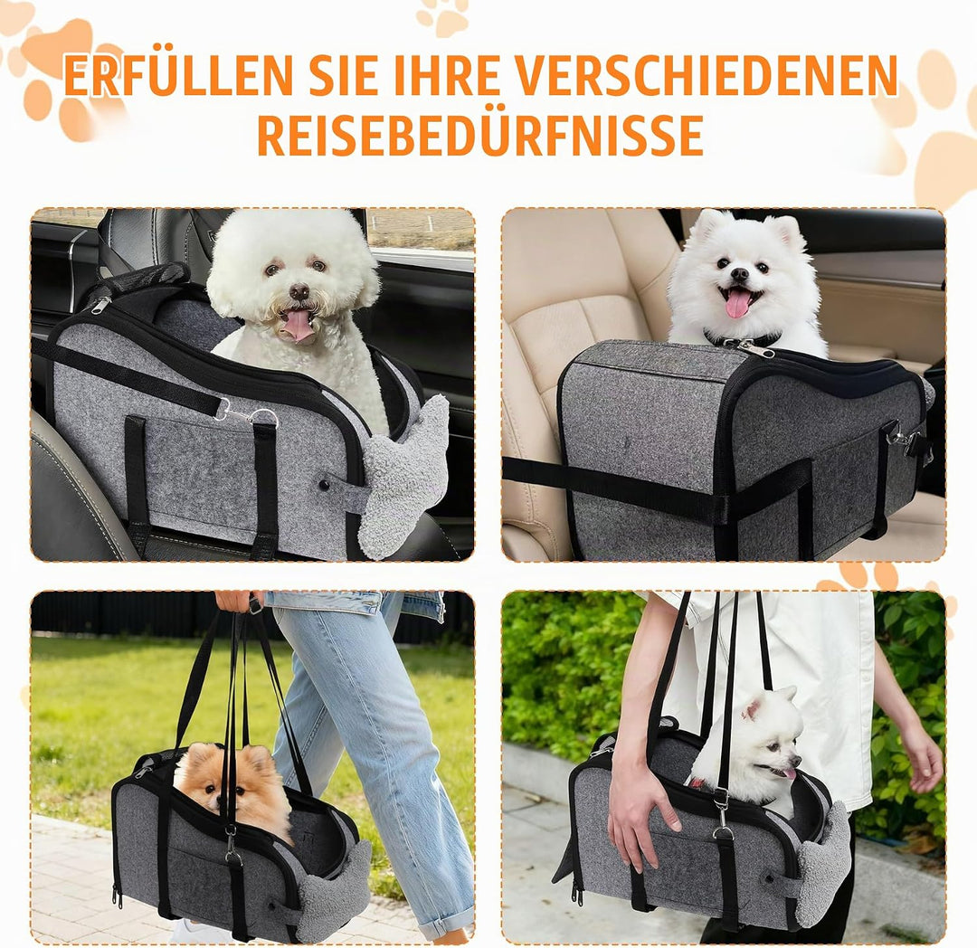 Hunde Autositz für kleine Hunde, Hundeautositz Auto mit Aufbewahrungstaschen, Hundeautositz Hundesit