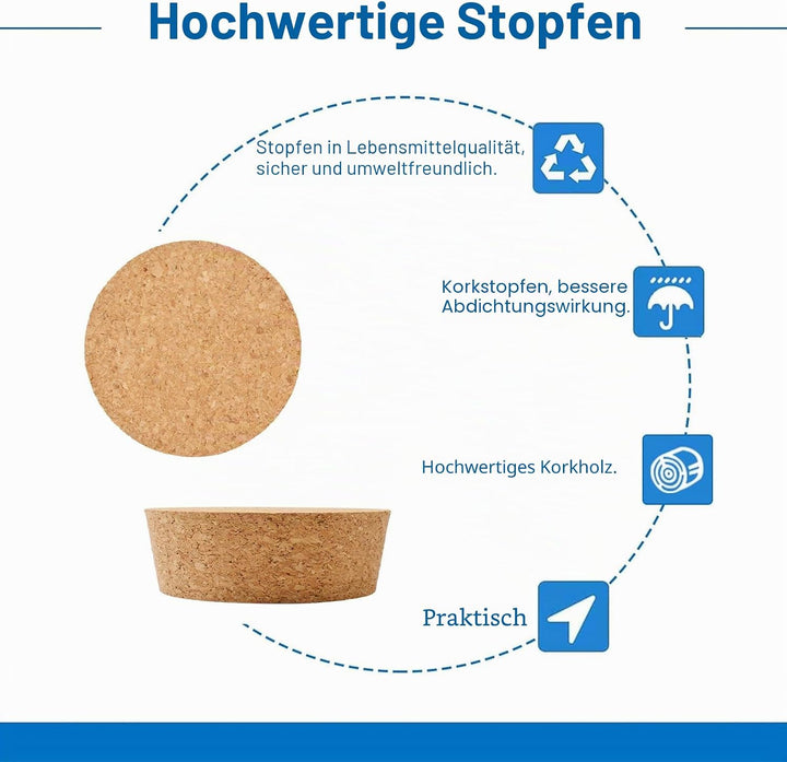 INCREWAY Konische Korkstopfen, 3 Stück, konischer Weinflaschenverschluss aus Holz, Ersatzkorken für