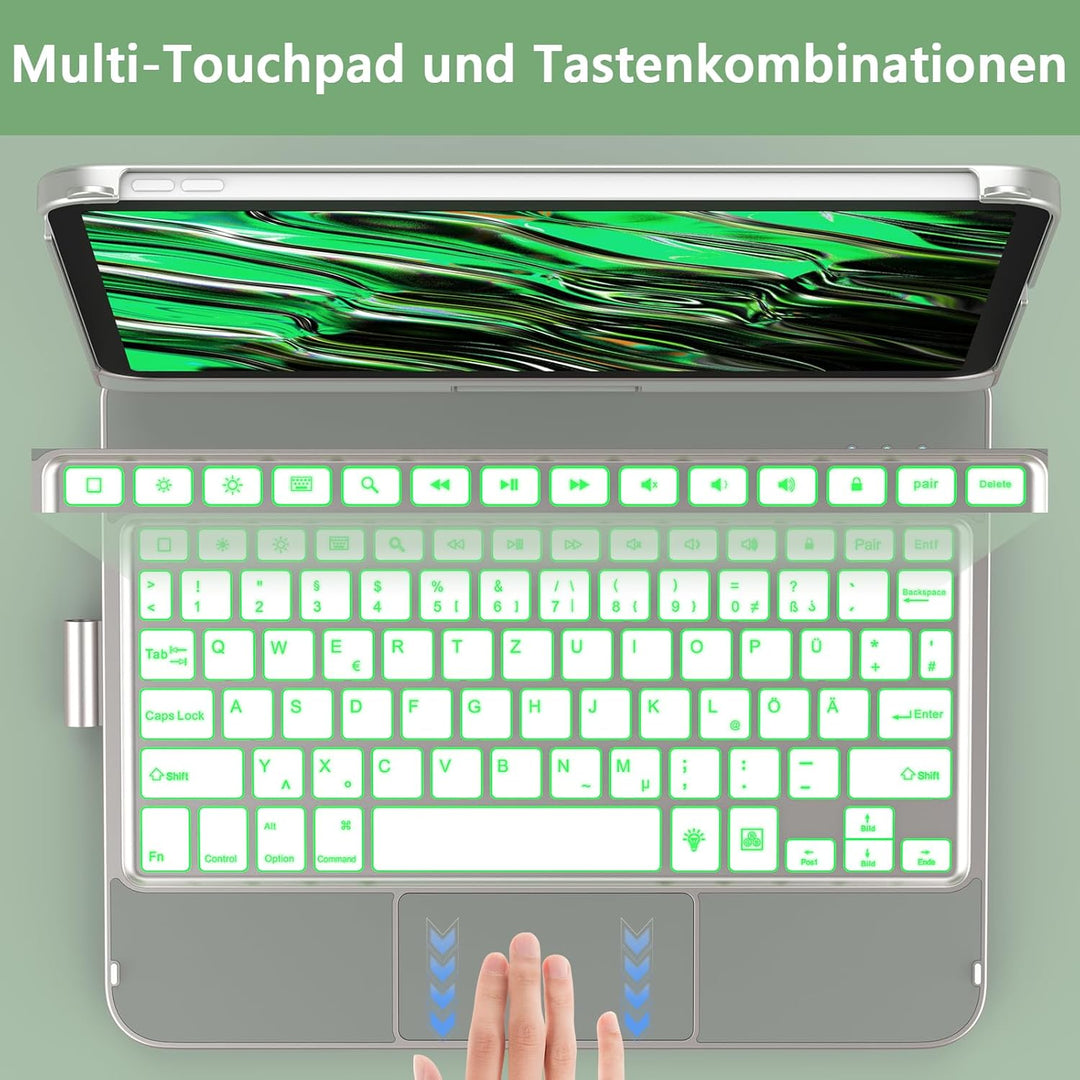 KBCASE Bluetooth Tastatur Schutzhülle für iPad 10. Gen 2022 10,9 Zoll, iPad 11. Gen 2025 A16 11 Zoll