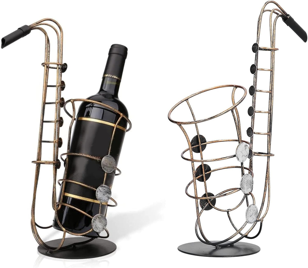Saxophon Weinflaschenhalter, Flaschenhalter in Form eines Saxophons, Dekorativer Flaschenständer für