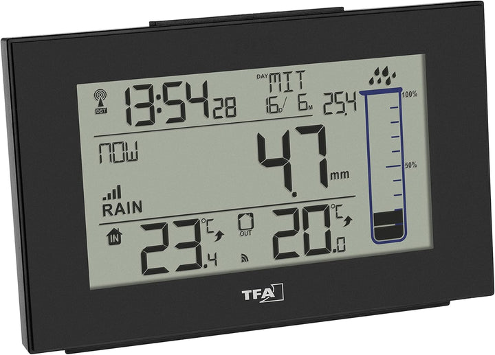 TFA Dostmann 47.3006 Splash digitaler Funk-Regenmesser Niederschlagsmesser (schwarz), Schwarz