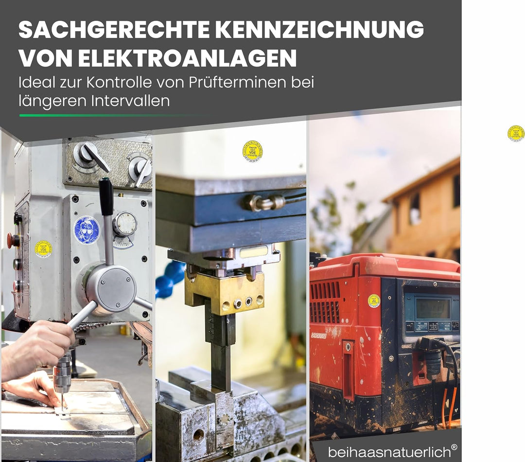 Fluxxx 1120 Stk Prüfplaketten "Geprüft nach VDE", 20 mm Ø, Prüfetiketten nach DGUV V3, 2023-2028, se