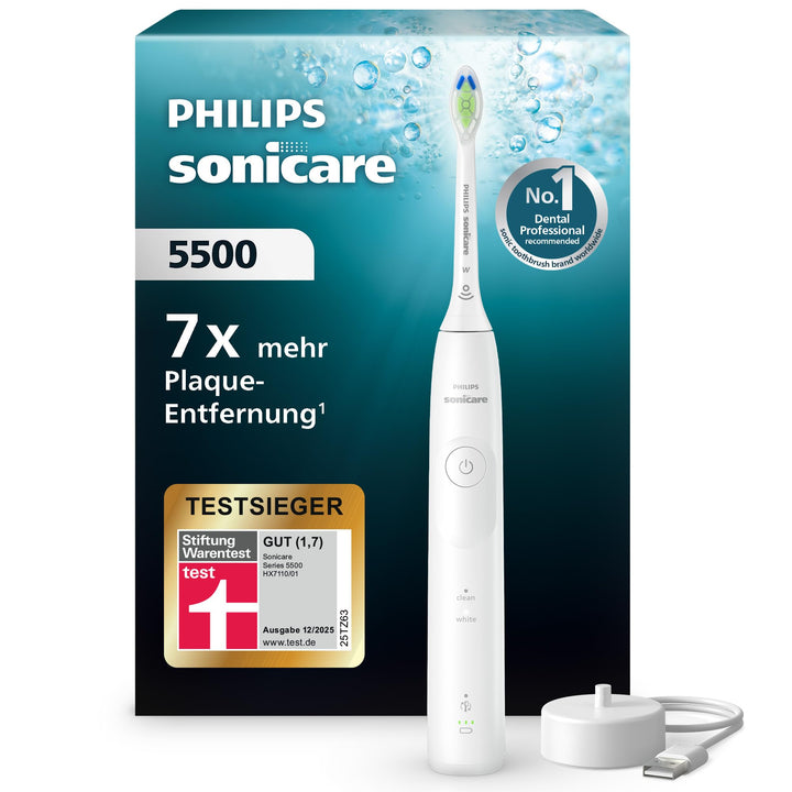 Philips Sonicare 5500 elektrische Zahnbürste, Schallzahnbürste mit 1 Intensitätsstufe, Andruckkontro