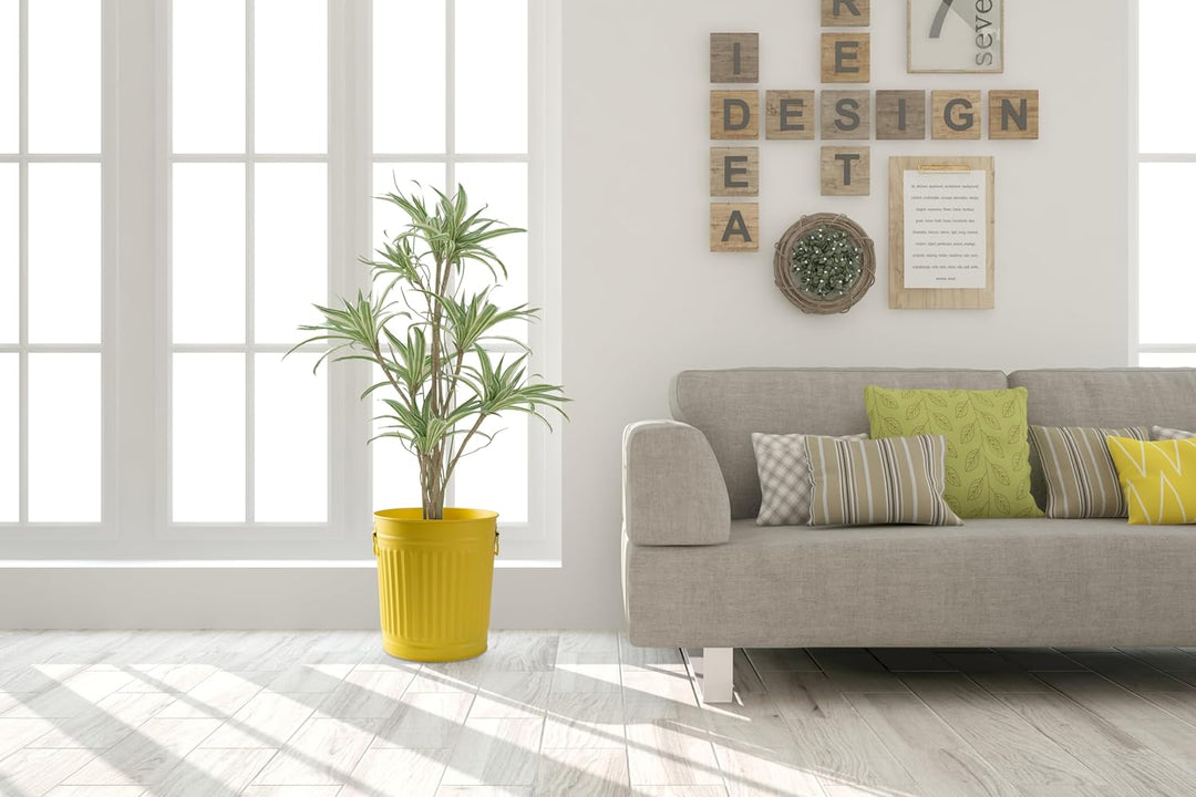 Jinfa Retrodesign Mülleimer mit Deckel | Gelb | Ø 29 cm, Höhe 31,5 cm, 18 Liter 1 Stück - 18 Liter -