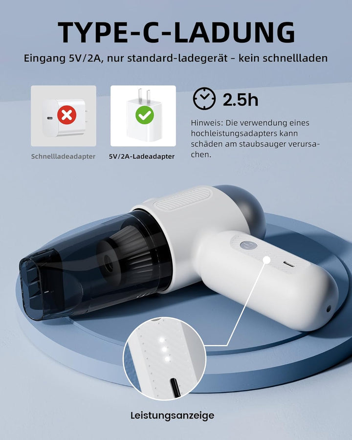 Handstaubsauger Akku 4-in-1,12KPA Handstaubsauger Kabellos,Auto Staubsauger Stark,2-Gang Autostaubsa