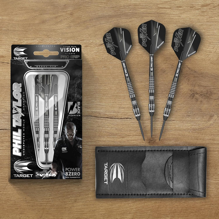 Target Darts Phil Taylor Power 8-Zero Schwarz 80% Wolfram Steeldarts-Set Schwarz P8Z4 25G Single, Sc